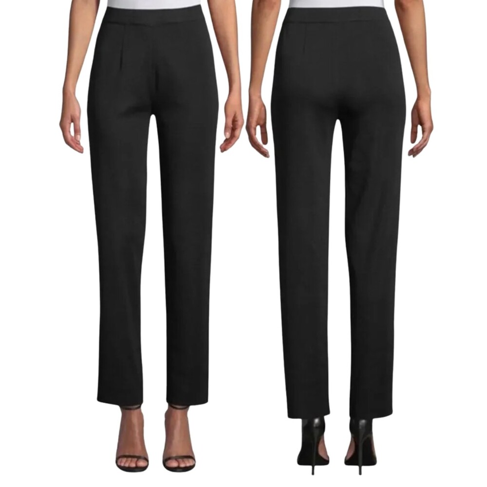 Misook Petite Pants XS Black Knit Pull On Straight Leg Quiet Luxury Career